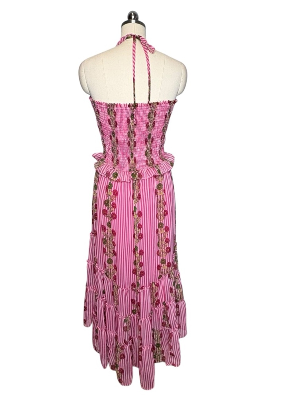 Free People Alejandra Pink Floral Smocked Midi Dress | M - Picture 5 of 11